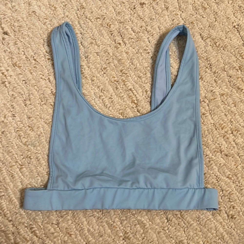 PrettyLittleThing Baby Blue Bathing Suit Top w Side Boob, Size: 6